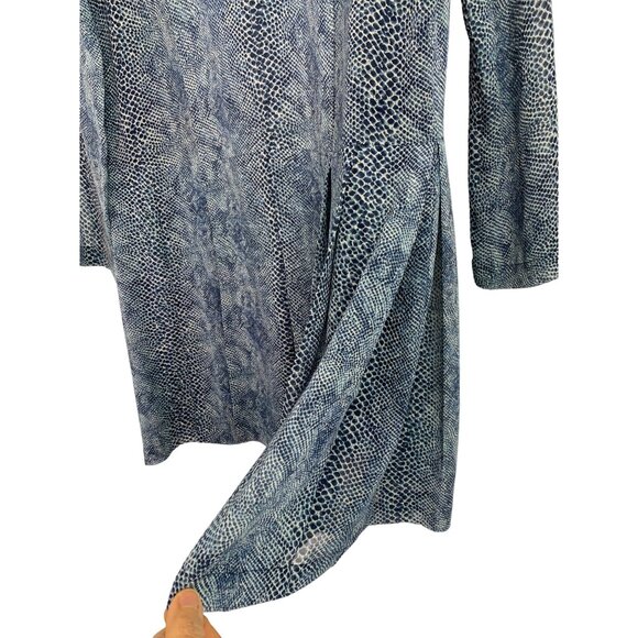 Tory Burch Size 4 S NWOT $490 Silk Mini Shift Dress Chiffon Blue Python 7384 - Picture 3 of 14